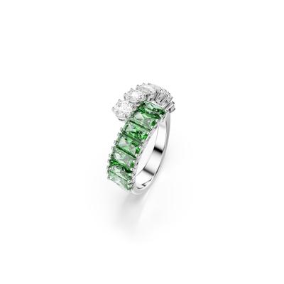 Fingerring SWAROVSKI "Schmuck Geschenk Matrix Ring" Gr. 52, grün (metallfarben, grün, kristallweiß), Fingerringe, Damen, 52, Metall, Fingerring, mit Swarovski Kristall, Zirkonia (synth.)