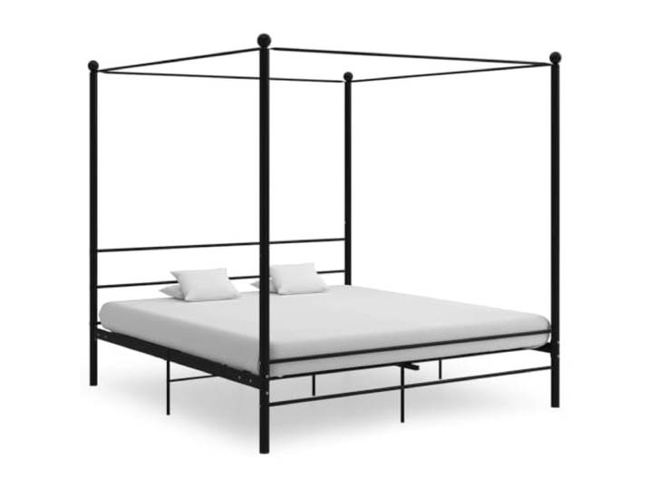 RJPLMFV Bettrahmen für Himmelbett, Metall, 200 x 200 cm, Schwarz Ohne Matratze, Lattenrost inklusive, robust und langlebig, für Vorhänge oder Moskitonetz