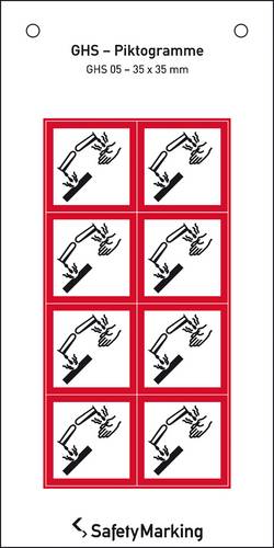 SafetyMarking 30.B1027 GHS-Gefahrenpiktogramm 05 Ätzwirkung Folie selbstklebend (B x H) 35mm x 35mm 8St.