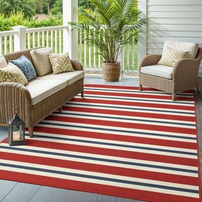 Style Haven Martinique Horizontal Multi-Striped Area Rug