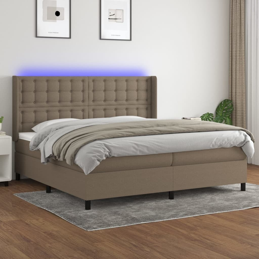 Prolenta Boxspringbed met matras en LED-verlichting, textiel, 200 x 200 cm