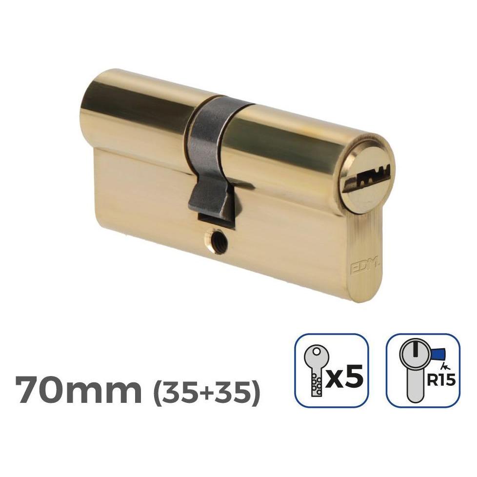 EDM Product Zylinder 85168 R15 Gold Messing Schliessbart Lang Europäisch (45270807)