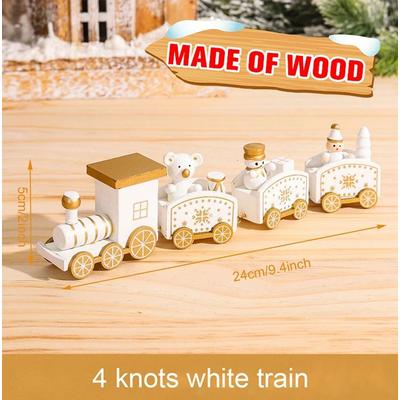 Inspired Living Cozy Christmas Wooden Train Decoration For Tabletop Christmas Decor And Holiday Home Display wooden 08
