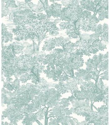 Chesapeake Spinney Teal Toile Wallpaper - 20.5in x 396in x 0.025in