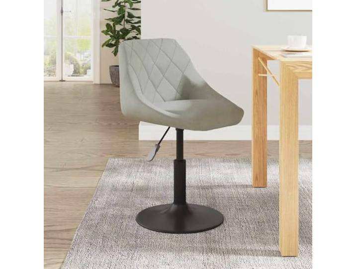 Barhocker, hellgrau, aus Velours, höhenverstellbar und um 360 Grad drehbar Weicher Sitz, robustes Stahlgestell, Verwendung im Innenbereich, zeitgenössisches Design, bequemer Sitz