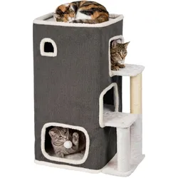 Relaxdays Katzenhaus (83.50 cm, Beige, Grau, Weiss), Katzenbaum