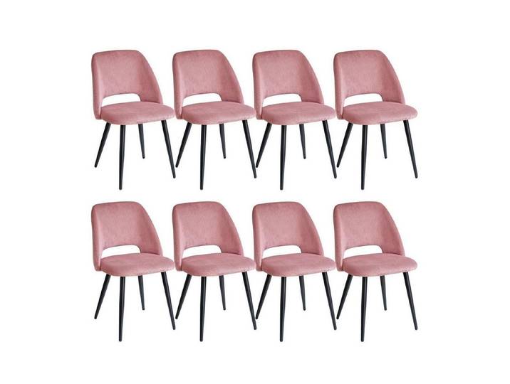 LuxusKollektion Esszimmerstuhl Esszimmerstuhl Küchenstuhl Cordstreifen Hohlrücken Rosa 8er-Set