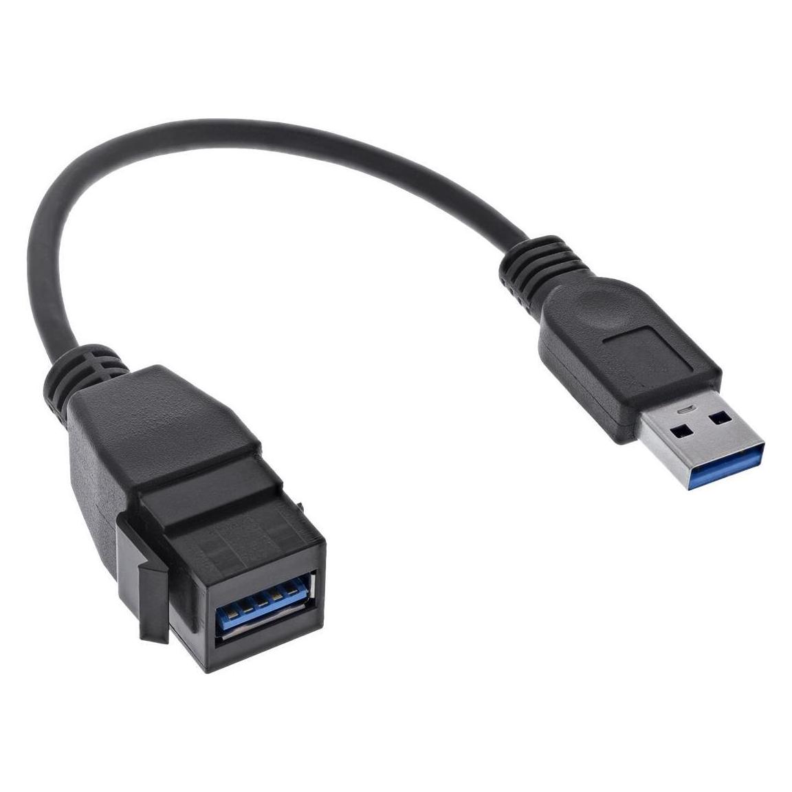 InLine USB 3.2 Gen1 Adapterkabel, USB A Stecker / Keystone Buchse, 0,2m (0.20 m, USB 3.2 Gen 1) (76206C)
