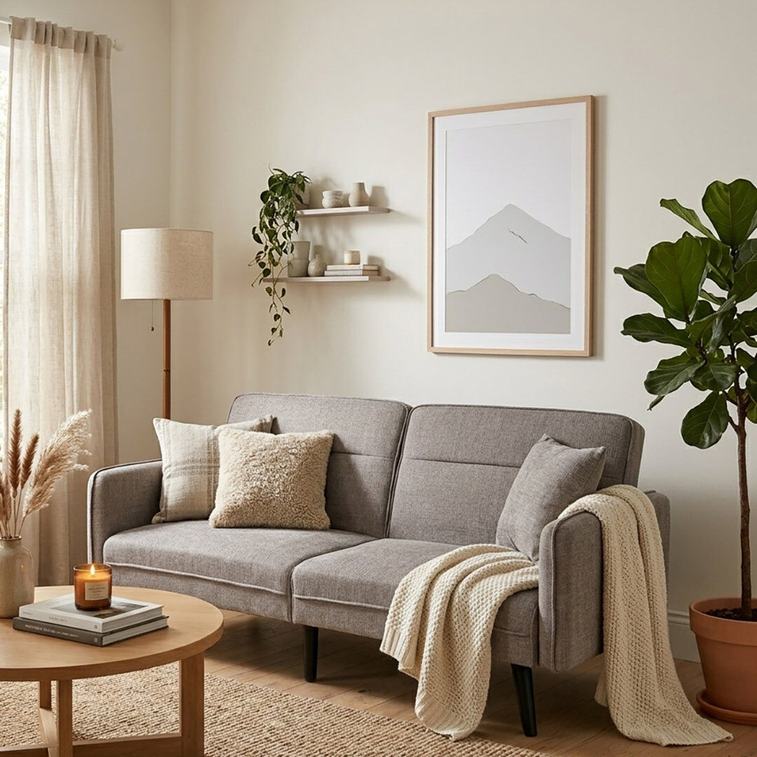 Mercury Shiflet 2 Seater Clic Clac Sofa Bed Platinum Grey Boucle 84cm H X 191cm W X 83cm D