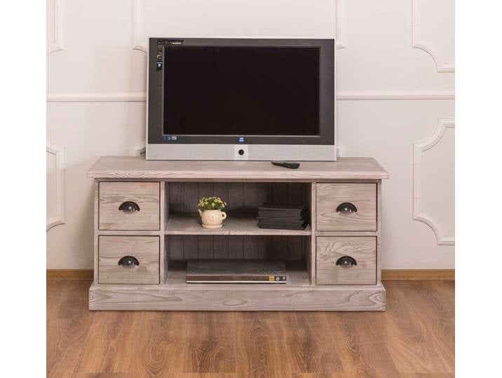 Rustikales TV-Sideboard hellgrau aus Massivholz