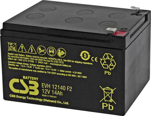 Fey Elektronik EVH12140F2 Bleiakku 12V 14Ah Blei-Vlies (AGM) (B x H x T) 151 x 100.3 x 98mm Zyklenfest, Wartungsfrei, Geringe