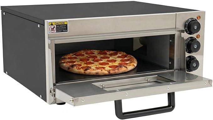 Elektro-Pizzaofen 2000W, Tischbackofen 20L mit Timer 50-350°C 220V Einzelstock-Ofen für Haushalt, Gastronomie, Bäckerei, Schwarz