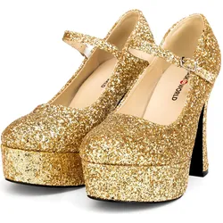 Maskworld Plateau Schuhe glitter-gold