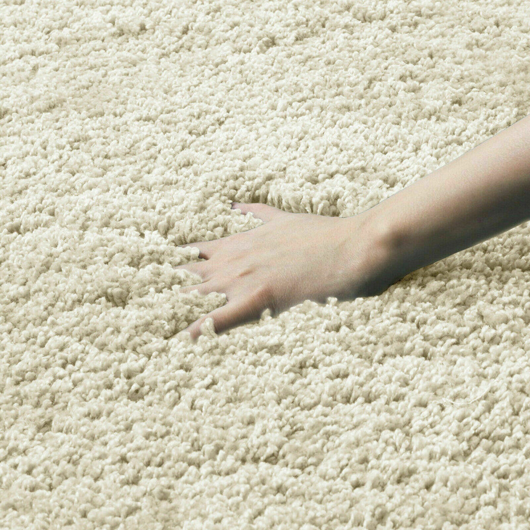 Ebern Designs Elburr Shag Cream Runner 60 x 220cm