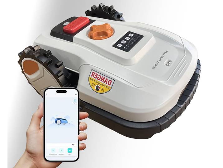 Robot tondeuse à gazon, tondeuse à gazon robotisée, contrôle via application avec Wifi et Bluetooth pour l'entretien du jardin domestique de 600 m²