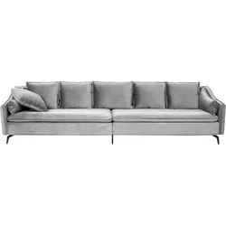 4-SITZER-SOFA Samtstoff Hellgrau Aure