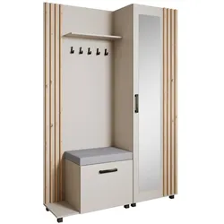 GARDEROBENSCHRANK Livia mit Aufhängern und Spiegel, Kaschmir, links