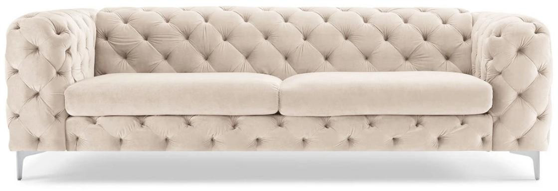 Chesterfield bank voor de woonkamer, moderne driezitsbank in beige textiel