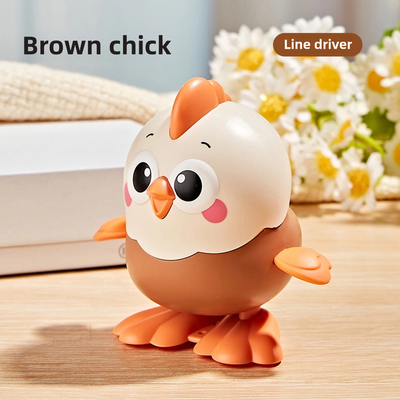 Tiny Tots Teens Trends Wind Up Toy Chicken For Babies, New Cartoon Jumping Little Yellow Chicken, Fun Realistic Small Animal That Can Run brown Chick