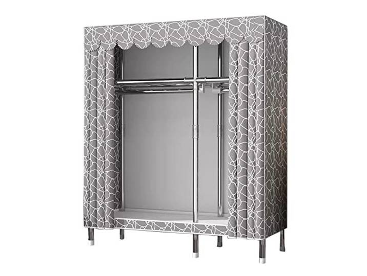 Canvas-Garderobe Tragbarer Kleiderschrank, Faltbarer Kleiderschrank Mit Kleiderstange, Stoffgarderobe Für Schlafzimmer, Wohnzimmer,B-125x45x170cm
