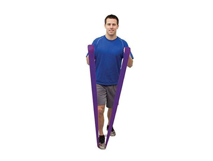 CanDo 2 x Trainingsband / Gymnastikband, Länge 45 m, Val-u-Band® - 5er SET (sehr sehr leicht - schwer) + Halterung