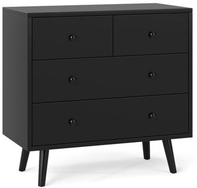Costway Wide Wooden Dresser with 4 Drawers for Bedroom Living Room-Black
