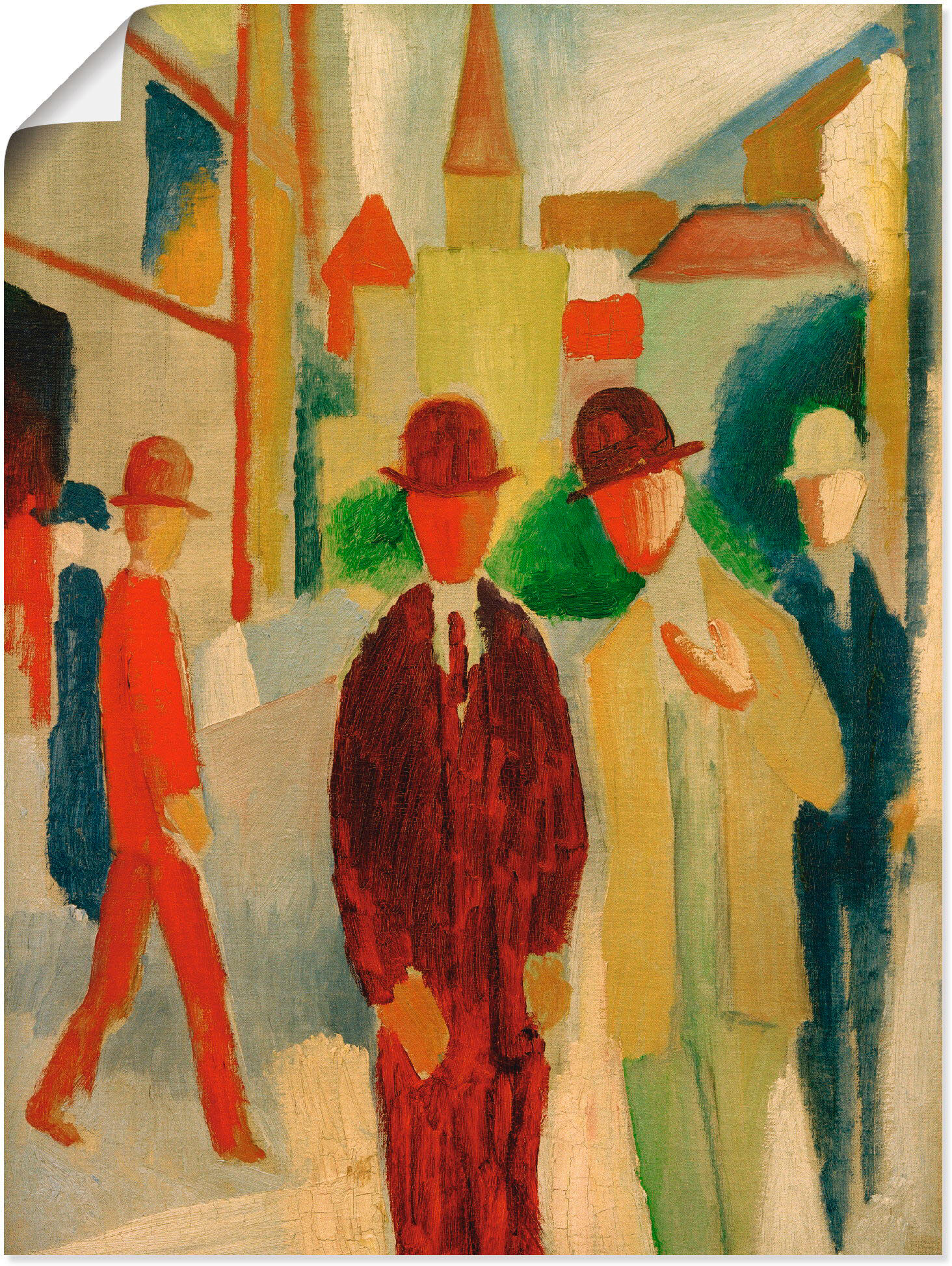 Poster ARTLAND "Helle Strasse mit Leuten", bunt (farbe bild(er): bunt), B:30cm H:40cm, Bilder, Poster, ohne Rahmen farbe bild(er): bunt B/H/T: 30cm x 40cm, Poster Gruppen & Familien Hochformat, 1 Stk.