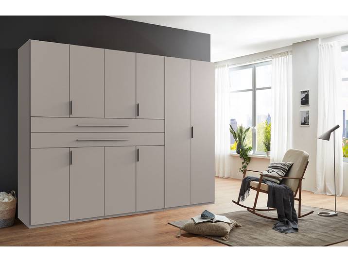 Drehtürenschrank Digit Typ B 270cm Grau/Beige/Saharagrau ohne Spiegeltür/-en