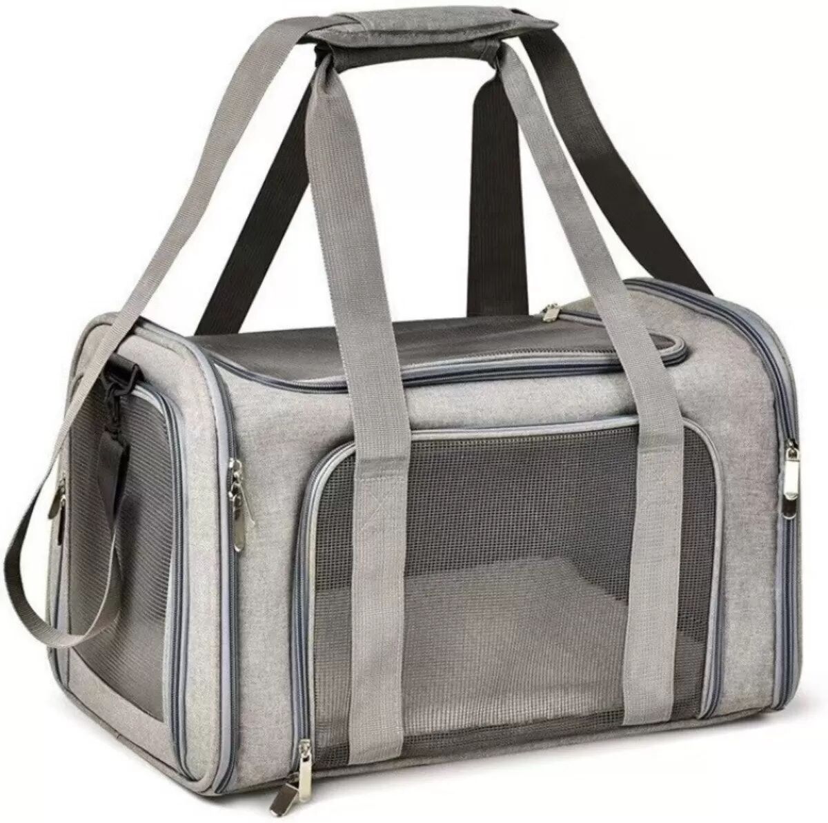 INF Verbesserter 3-in-1-Haustierrucksack, atmungsaktives Polyester, mehrere Einstiegsmöglichkeiten, autotauglich, 40 cm x 25 cm Grau