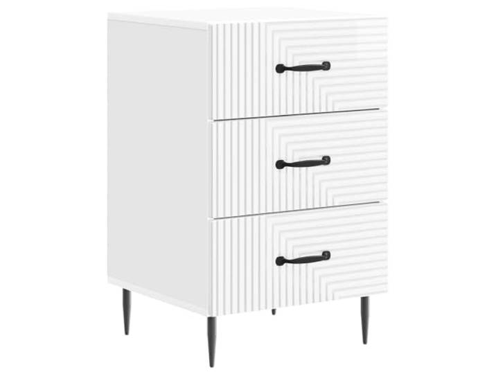 LMTYOENFG Nachttisch 3 Schubladen 43x41x66,5cm Hochglanz Weiß Eleganter Beistellschrank fürs Schlafzimmer mit 3 Auszügen für strukturierte Ordnung und griffbereite Essentials.
