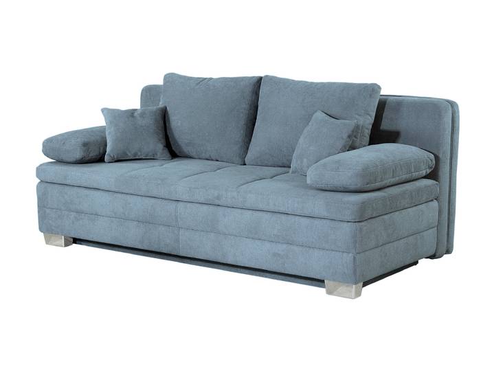 Schlafsofa Bettkasten Dauerschläfer hellblau Federkern - LINDAU