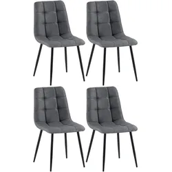 CLP 4er Set Esszimmerstühle Antibes Stoff   Farbe: dunkelgrau