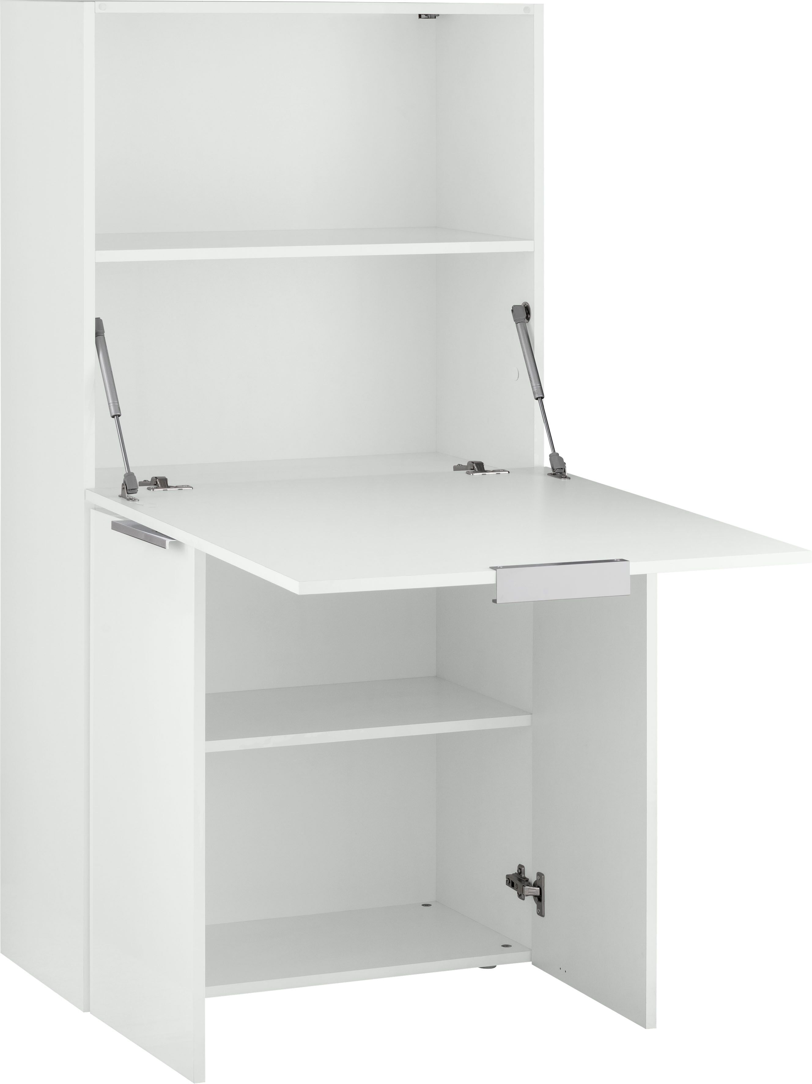 Sekretär HOME AFFAIRE "Dalia, Schreibtisch", weiss (weiß hochglanz), B:70cm H:140cm T:35cm, Sekretäre, Sekretär, PC-Schrank im modernen Design, Breite 70 cm, Made in Italy weiß hochglanz B/H/T: 66,8cm x 140cm x 33cm, 1 Stk.