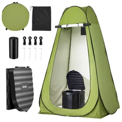VEVOR Tragbare Campingtoilette 150 kg Belastbar, Mobile Toilette Faltbar, Reisetoilette mit Tragetasche & Müllbeuteln & Aufklappbarem Sichtschutzzelt, Geeignet für Wohnmobilreisen Camping Wandern