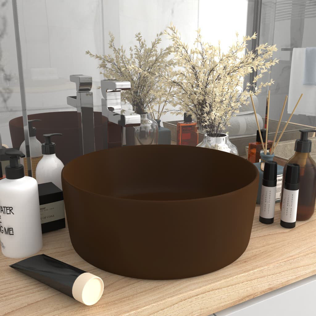 Belfry Bathroom Katha 400mm L x 400mm W Ceramic Circular Sink Dark Brown 400mm W
