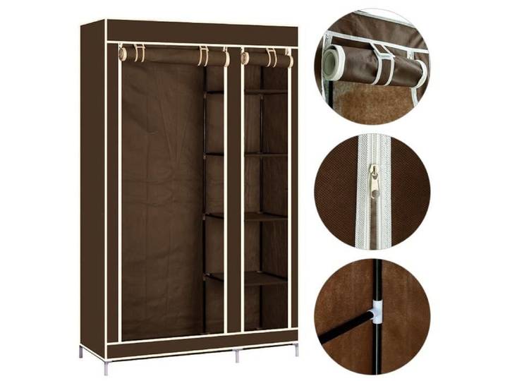 Armoire de Rangement Pliable - QIFAshma - 2 portes - Marron - 110x45x178cm