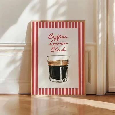 Uplifted Finds Retro Coffee Club Canvas Print   Chic Minimalist Beverage Wall Art ct100 2 50 X 75 Cm Unframed