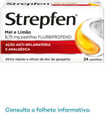 Strepfen Pastilhas Dor de Garganta Mel Limão 24 pastilhas