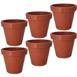 ProGarden, Blumentopf, Blumentopf rund, terracotta, Pflanztopf aus 100% recyclebaren Kunststoff, Ø 25 cm, 6er-Set (25 x 22 cm)