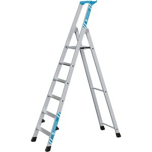 Zarges Stehleiter Nova S, 42456, mit Plattform, aus Aluminium, bis 150kg, mit 6 Stufen