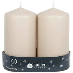 2x müller Kerzen, Kerzen, müller Kerzen Stumpenkerzen Sand 2er Set, 12 x 6.5 cm (2 Stk.)