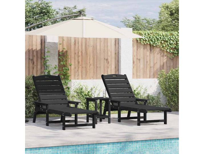 vidaXL Sonnenliege 2 stk. Polyethylen Schwarz