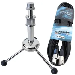 keepdrum MS055 Mikrofonstativ mit Mikrofonkabel, Mikrofonständer, Schwarz