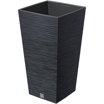 Blumentopf PROSPERPLAST "FURU SQ", grau (anthrazit), B:29,5cm H:55cm T:29,5cm, Kunststoff, Pflanzgefäße