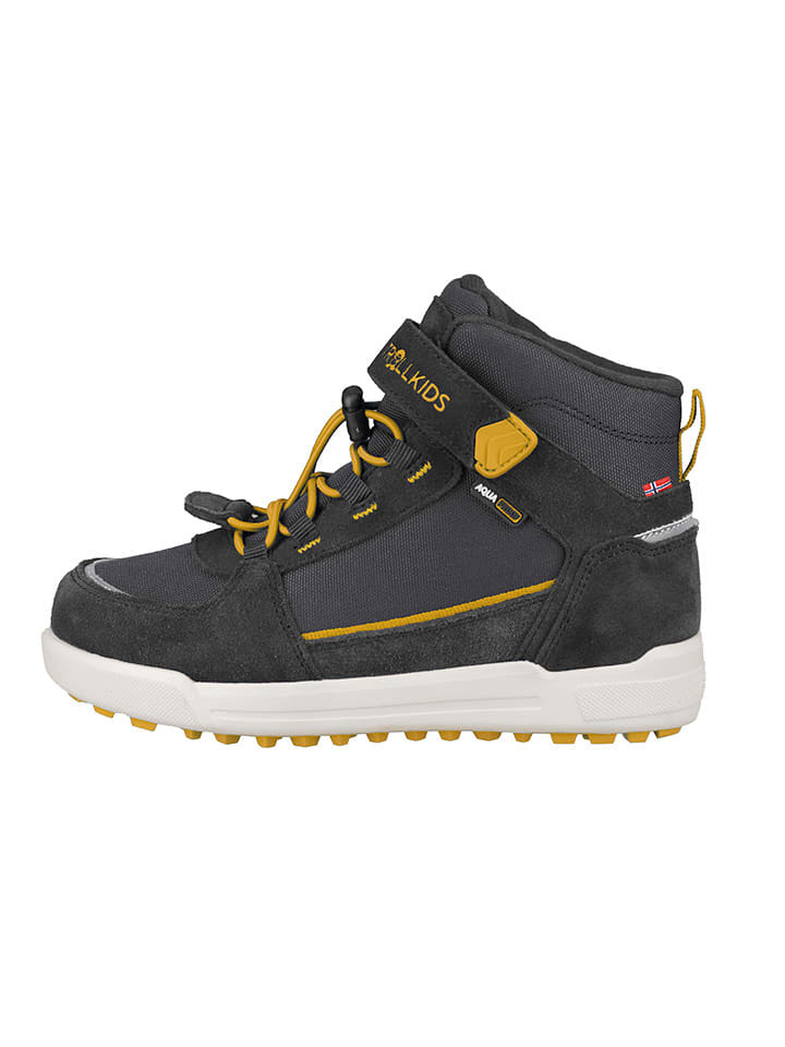 Trollkids Leder-Wanderboots "Gryllefjord Mid Cut" in Anthrazit - 33