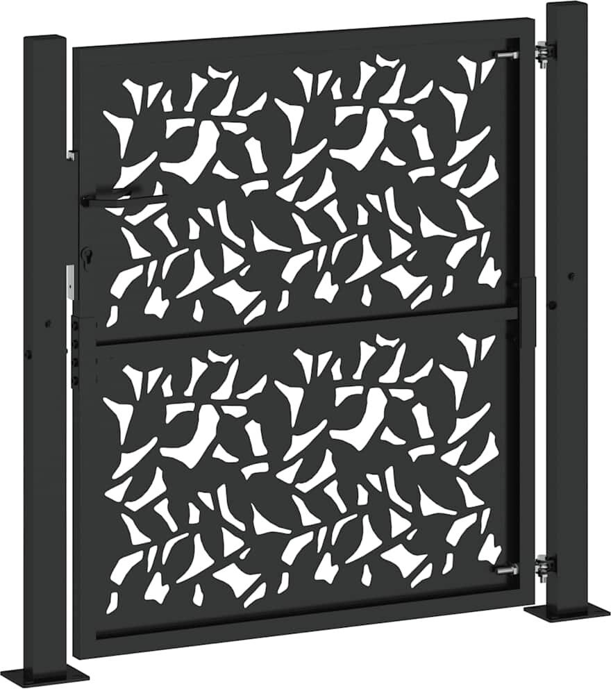 vidaXL 110 cm W Steel Gate Fencing Black 106cm H x 105cm W