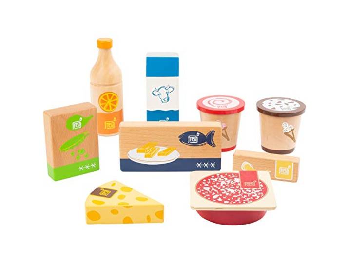 small foot Vries- en koelwarenset fresh van hout, voor winkels en kinderkeuken, 9-delig, vanaf 3 jaar, 11441
