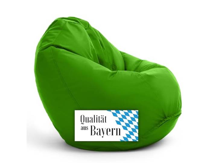 Bruni Bean Bag Classico M in Grün - Sitzsack Outdoor und Indoor mit Innensack zum Zocken & Lesen, Abnehmbarer Bezug, lebensmittelechte EPS-Perlen als Bean-Bag-Füllung, aus Deutschland