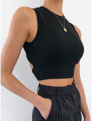 Women Boutique Backless Criss Cross Crop Tank Top For Women Slim Summer Streetwear black m