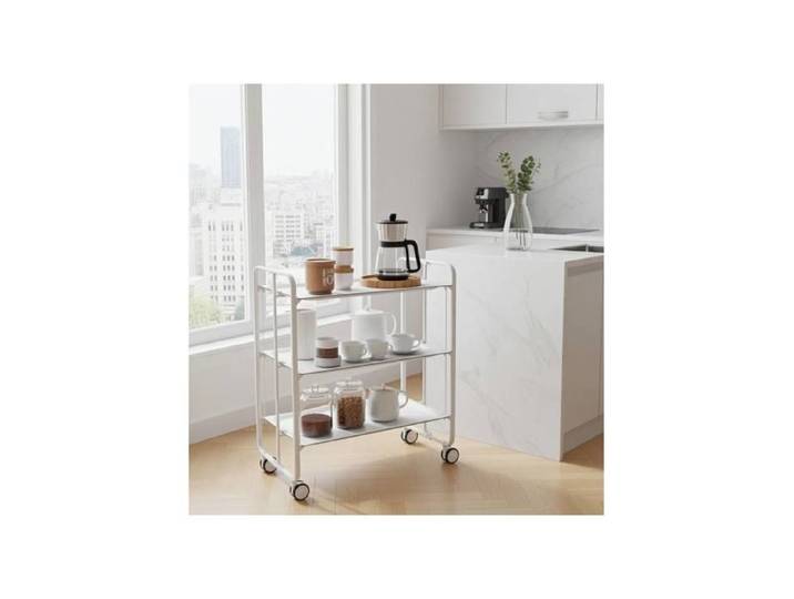 Desserte pliante BAUHAUS avec roulettes Structure blanche 3 niveaux 3 positions DON HIERRO. Blanc